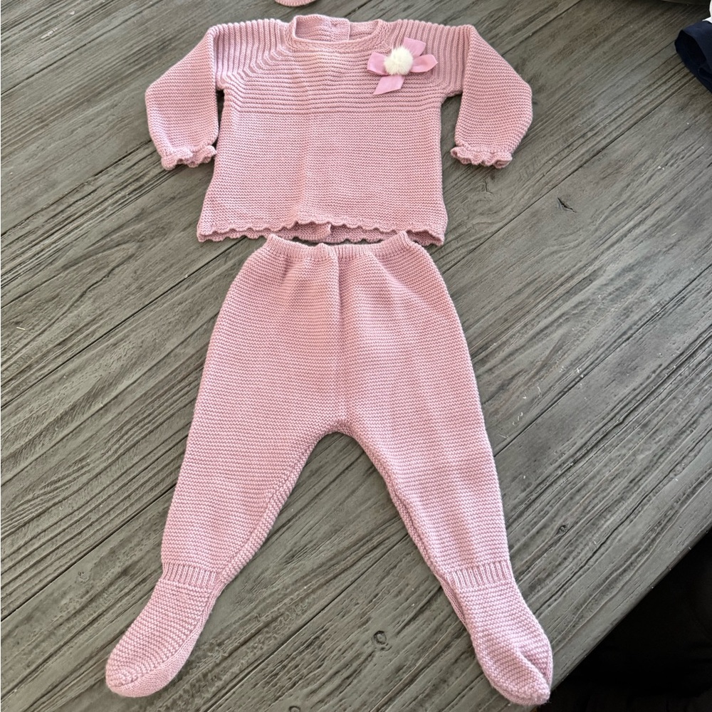 Mauve Knit Girls 3 Piece Set - 6M